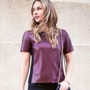 Halogen Leather and Jersey Top Size Medium